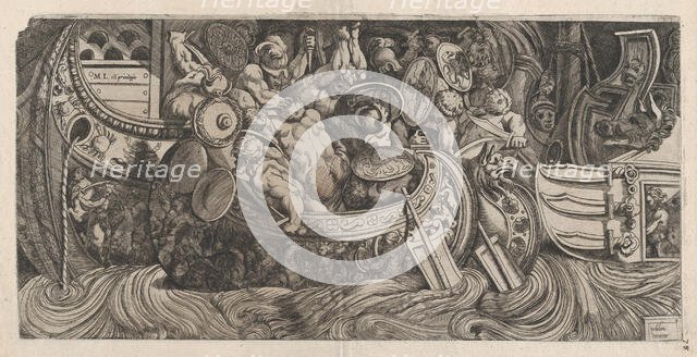 Speculum Romanae Magnificentiae: Naval Battle, 16th century., 16th century. Creator: Michele Lucchese.