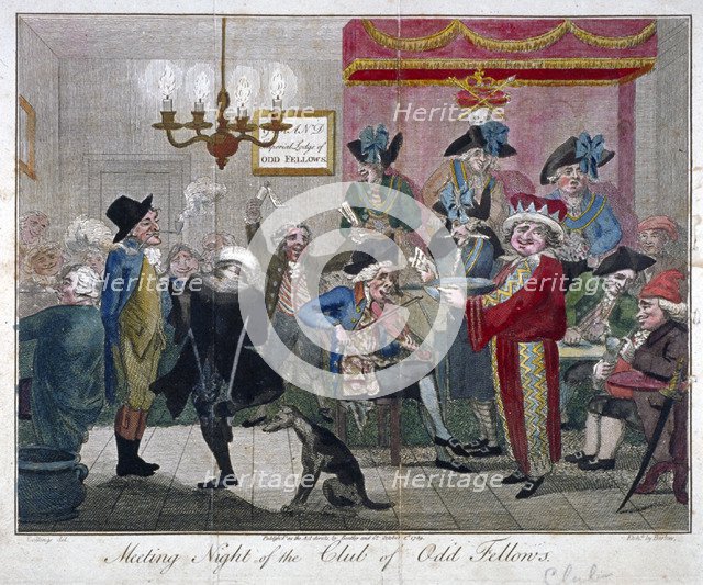 'Meeting Night of the Club of Odd Fellows', 1789. Artist: John Barlow