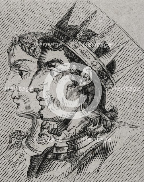 Silo (died 783), King of Asturias (774-783) and Adosinda, Queen consort of Asturias, 1853. Creator: Unknown.