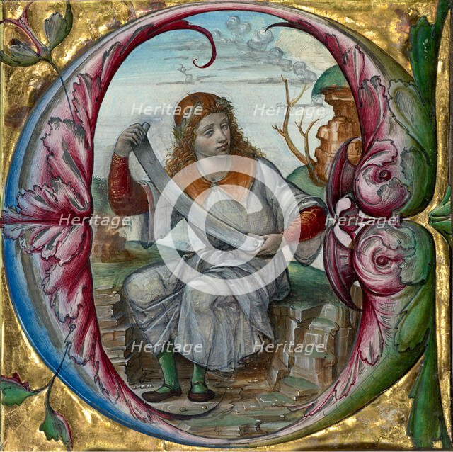 Initial E: Saint John the Evangelist, early 16th century. Creator: Master B.F..