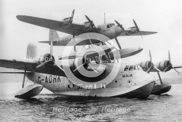 Shorts seaplane, Dundee to South Africa, 6 October 1938. Artist: Unknown