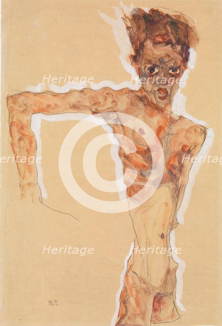 Self-Portrait, 1911. Creator: Egon Schiele.