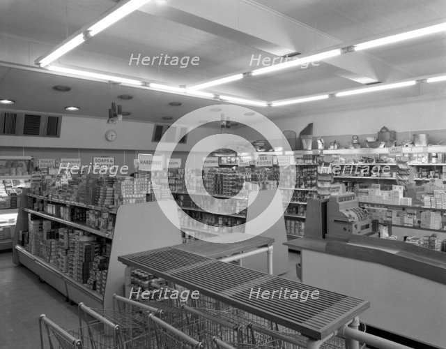 Barnsley Co-op, Park Road branch interior, South Yorkshire, 1961. Artist: Michael Walters