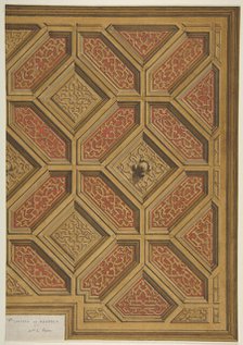 Design for Coffered Ceiling, Mme Païva's Chateau at Neudeck, second half 19th century. Creators: Jules-Edmond-Charles Lachaise, Eugène-Pierre Gourdet.