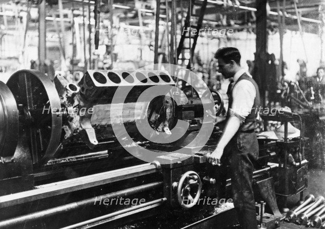 A man operating a jig at the Napier works, July 1920. Artist: Unknown
