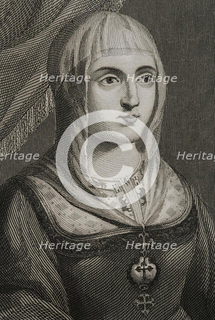 Isabella I, (1451-1504), Queen of Castile, (1474-1504), Queen consort of Aragon..., 1853.  Creator: Antonio Roca Sallent.