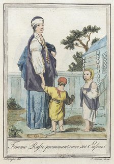 Costumes de Différents Pays, 'Femme Russe Promenant avec ses Enfans', c1797. Creators: Jacques Grasset de Saint-Sauveur, LF Labrousse.