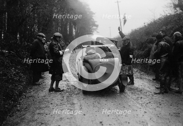 Morris Minor of KC McGuffie competing in the MCC Exeter Trial, Blackhill, Dorset, 1930. Artist: Bill Brunell.