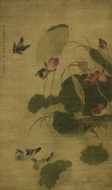 Birds and lotus, 1701. Creator: Jiang Tingxi.