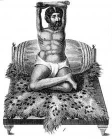 Purana Puri, Hindu Philosopher, elevating his arms above his head, 1811. Artist: Unknown