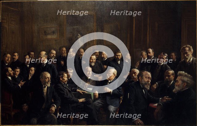 Group portrait of members of the Association of French Republican Journalists, 1907. Creator: Adolphe Henri Laissement.