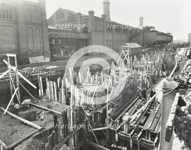 New construction work, Beckton Sewage Works, Woolwich, London, 1938. Artist: Unknown.