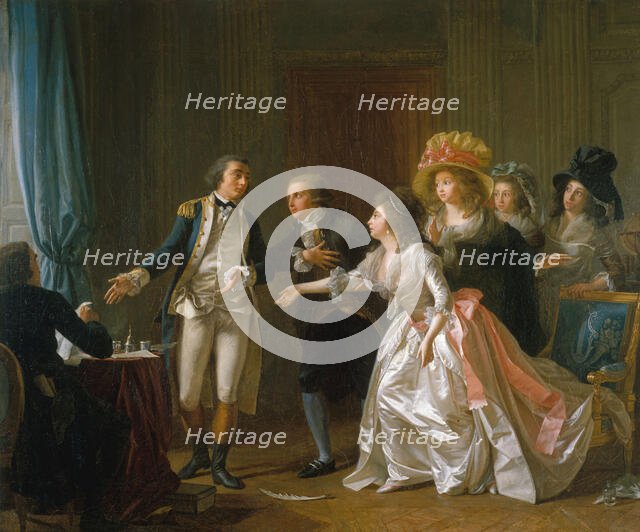 The interrupted Marriage Contract, c. 1789. Creator: Garnier, Michel (1753-1829).