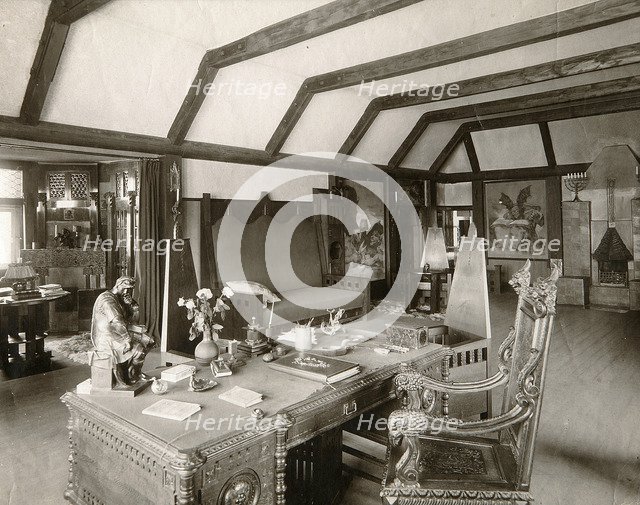 The study of Russian author Leonid Andreyev, early 20th century.  Artist: Karl Karlovich Bulla