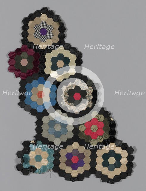 Fragments from Bedcover (Mosaic or Honeycomb Quilt), United States, 1876. Creator: Unknown.