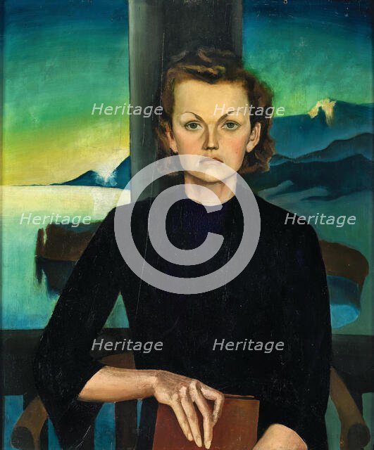 Portrait of a Lady in Front of a Lake Landscape, c1930. Creator: Reyl-Hanisch, Herbert von (1898-1937).