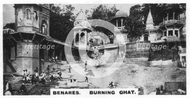 Burning Ghat, Benares, India, c1925. Artist: Unknown