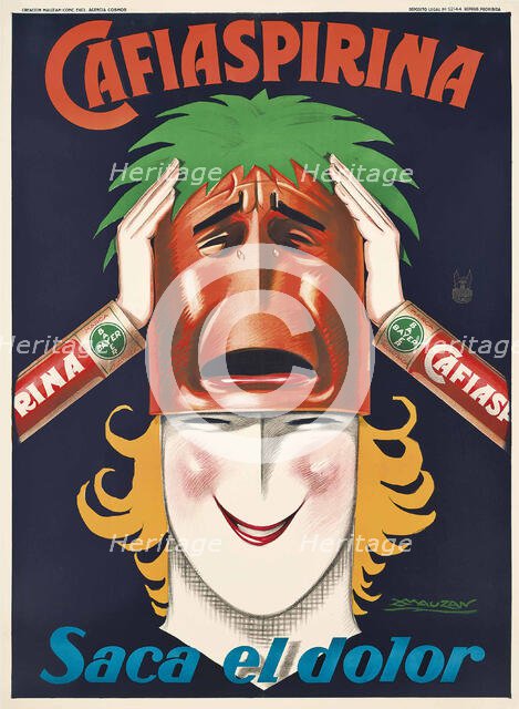 Cafiaspirina. Saca el dolor, 1930. Creator: Mauzan, Luciano Achille (1883-1952).