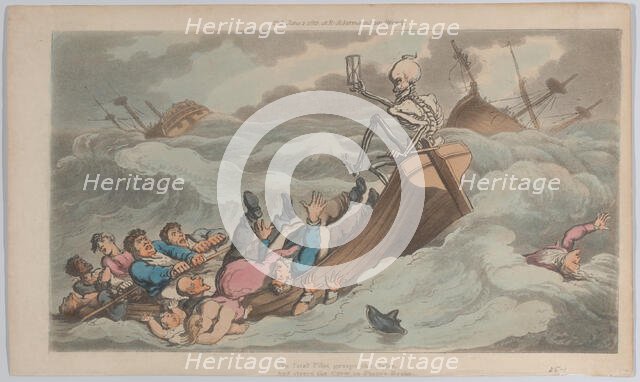 Death Turned Pilot (from The English Dance of Death, vol. II, pl. 9), June 1, 1815., June 1, 1815. Creator: Thomas Rowlandson.