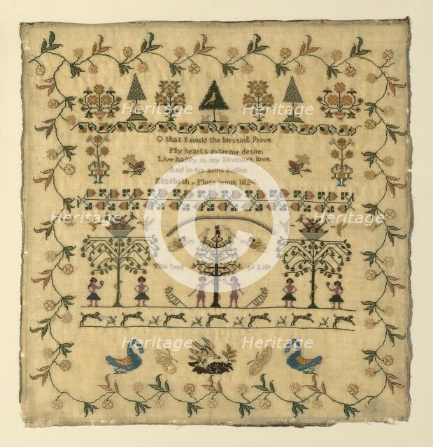 Sampler, United States, 1824. Creator: Elizabeth Moss.