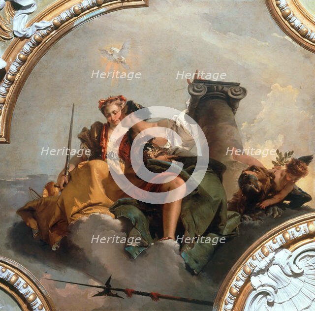 Courage and Justice, 1744. Creator: Tiepolo, Giambattista (1696-1770).