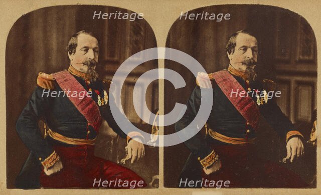 His Majesty, Napoleon III. (Charles Louis.) Emperor of the French...stereograph about 1860-1865. Creator: Mayer & Pierson.