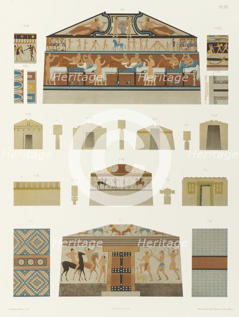 Plans, coupes et détails de tombeaux étrusques et autres, 1846.  Creator: Franz Kellerhoven.
