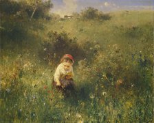 Girl in a Field, 1857. Creator: Knaus, Ludwig (1829-1910).