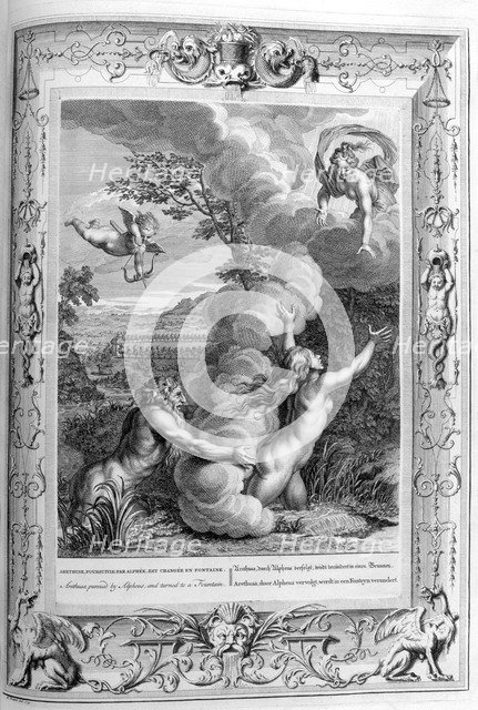 Arethusa pursued by Alpheus and turned into a fountain, 1733. Artist: Bernard Picart