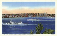 US Navy warships in Seattle harbour, Seattle, Washington, USA, 1936. Artist: Unknown