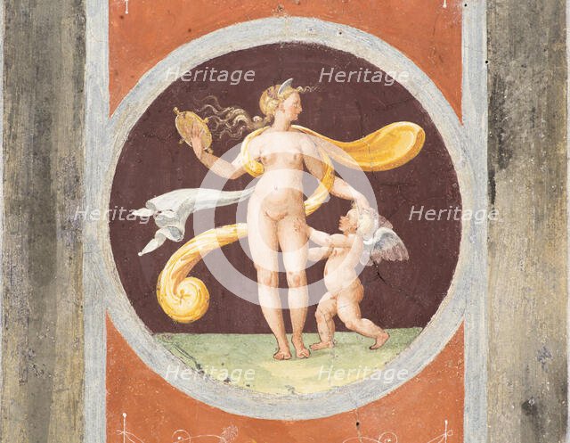 Venus with the mirror, 1527. Creator: Roman-Pompeian wall painting.