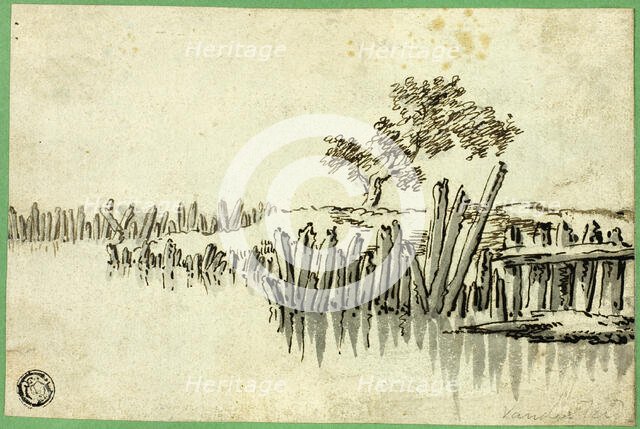 Stream with Pilings, n.d. Creator: Willem van de Velde I.