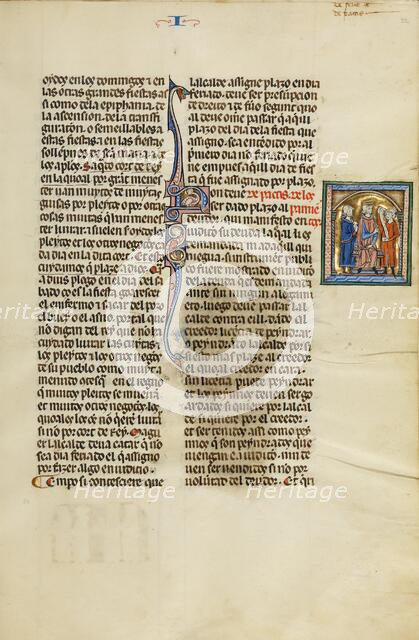 Initial N: A Judge and an Attorney with a Third Man; Vidal Mayor, about 1290-1310. Creator: Unknown.