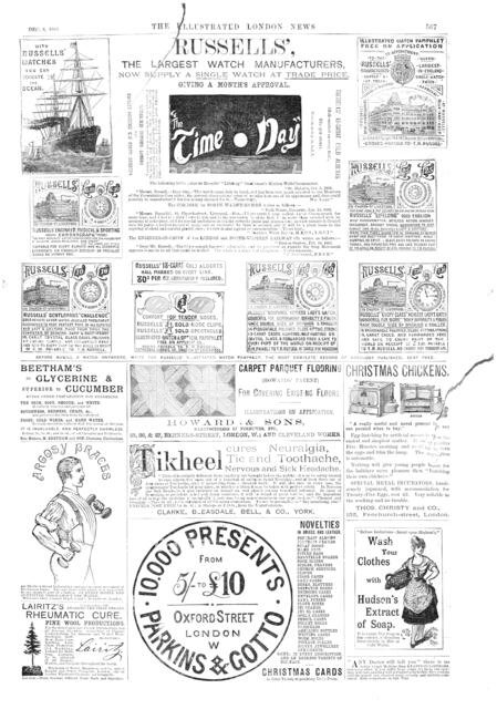 Page of advertisements, 1883. Creator: Unknown.