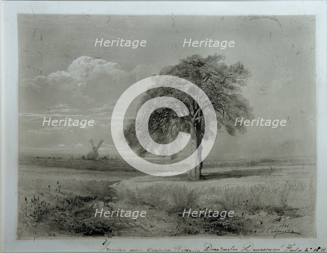 Landscape with Windmill. Artist: Savrasov, Alexei Kondratyevich (1830-1897)