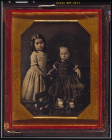 Elisa and John McAllister, children of W.Y. McAllister, Elisa standing on chair..., 1849, July 23.. Creators: William Langenheim, Frederick Langenheim.