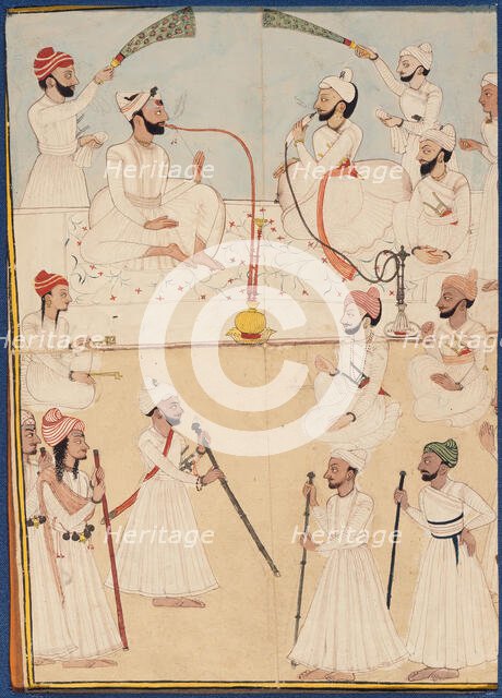 Raja Shamsher Sen of Mandi and Raja Ranjit Suket in Daurbar, between c1772 and c1773. Creator: Unknown.