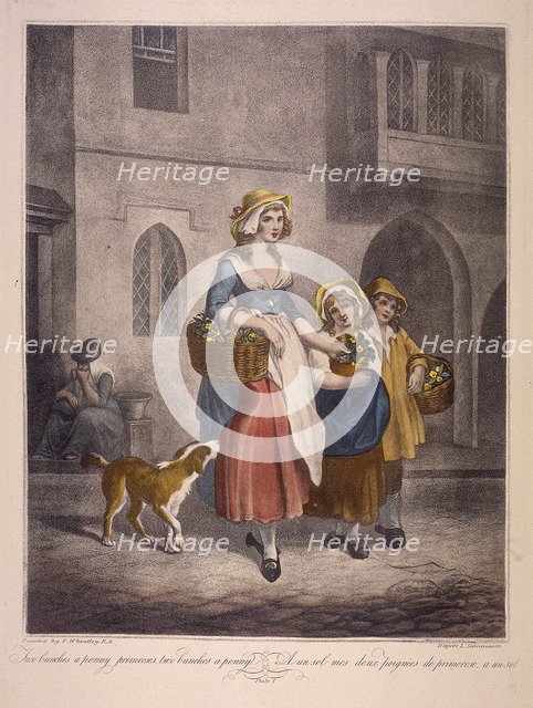 'Two bunches a penny primroses, two bunches a penny', Cries of London, c1870. Artist: Anon