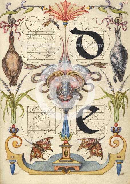 Guide for Constructing the Letters d and e; Mira calligraphiae monumenta, about 1591-1596. Creator: Joris Hoefnagel.