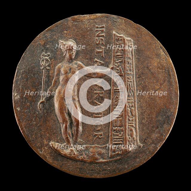 Mercury and a Broken Obelisk [reverse], c. 1545/1550. Creator: Unknown.
