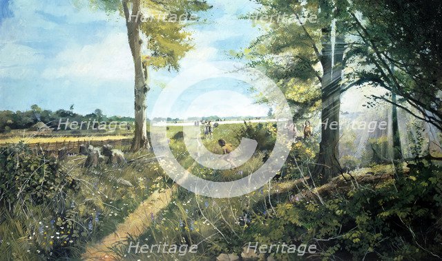 Stonehenge landscape, c3000BC, (c1990-2010). Artist: Ivan Lapper.