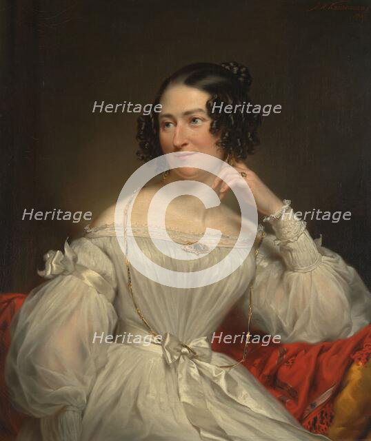 Portrait of Abrahamina Henriëtte Wurfbain (1808-1883), wife of Jacob de Vos Jz, 1837.  Creator: Jan Adam Kruseman.