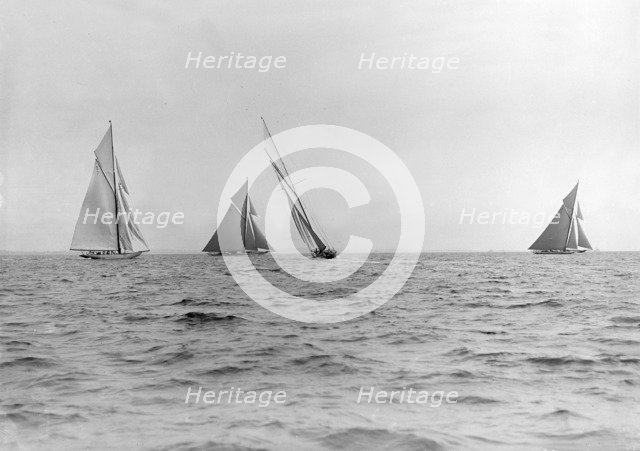 A group of 15-metre class yachts: 'Pamela', 'Maudrey', 'Paula III' & 'Istria', 1913. Creator: Kirk & Sons of Cowes.