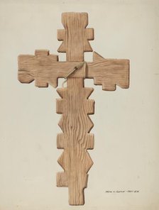 Penitente Cross, Carved Wood, c. 1937. Creator: Majel G. Claflin.