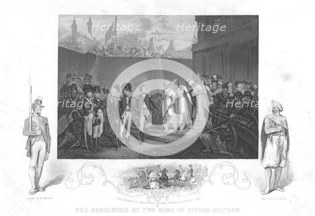 'The Surrender of two Sons of Tipoo Sultan' (1792), c1860. Artist: Unknown