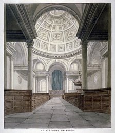 Church of St Stephen Walbrook, City of London, c1840.                                              Artist: Frederick Nash