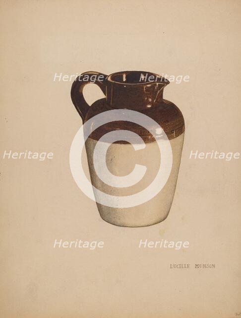 Crockery Pitcher, c. 1940. Creator: Lucille Manson.