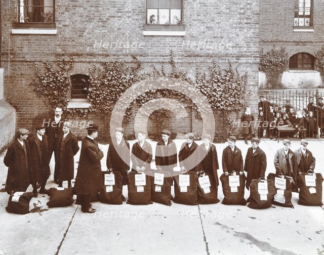Roll call of boys about to emigrate to Canada, Essex, 1908. Artist: Unknown.