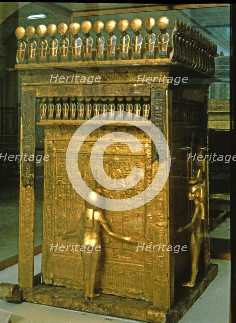 Treasure of Tutankhamun, canopic reliquary with four goddesses protecting the content.