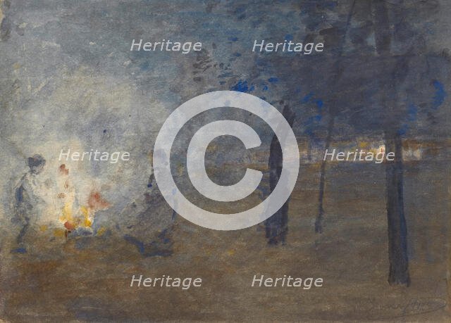 Burning Leaves, c1880-1930. Creator: William Forsyth.